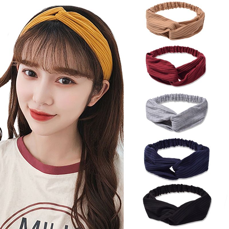 3 Pieces Women Headband Fashion Knitted Cross Hairties