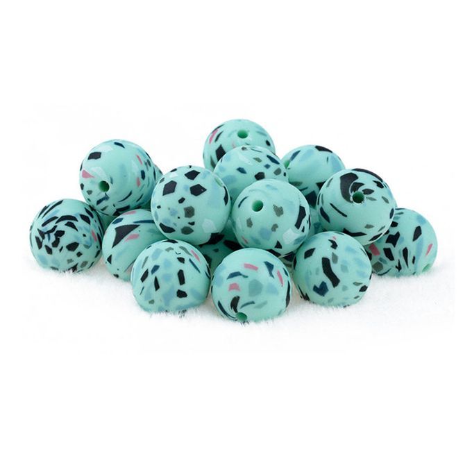Silicone Teether Beads Food Grade Bulk Chewable Nursing Crafts Green