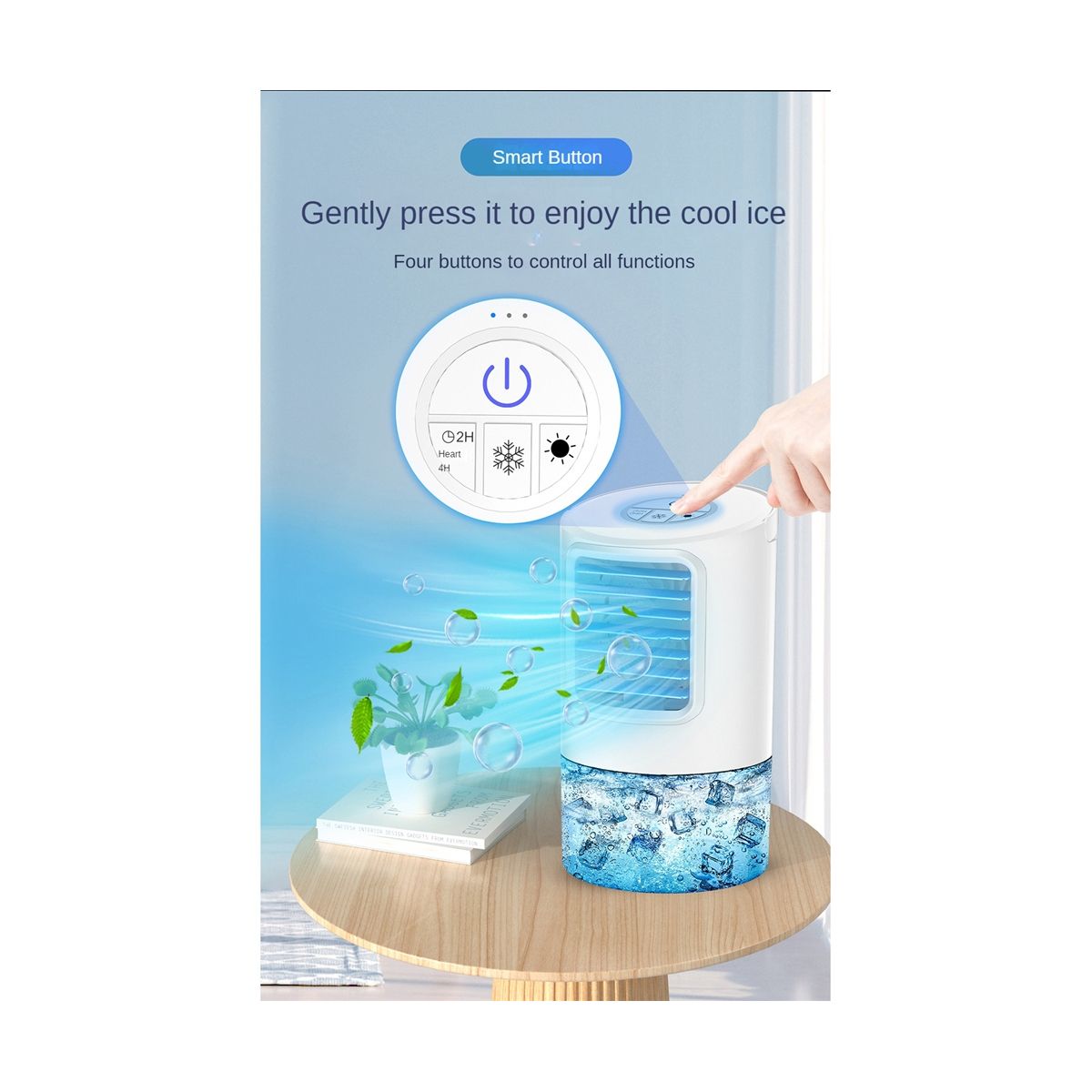 Portable Air Conditioner Fan 3 Speeds Mini Air Cooler with 800Ml Water Tank Small Air Conditioner Unit
