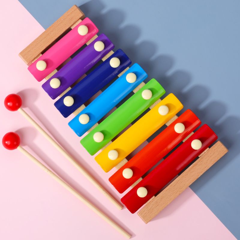 Kids Xylophone Wooden Eight-Notes Frame Baby Musical Toys