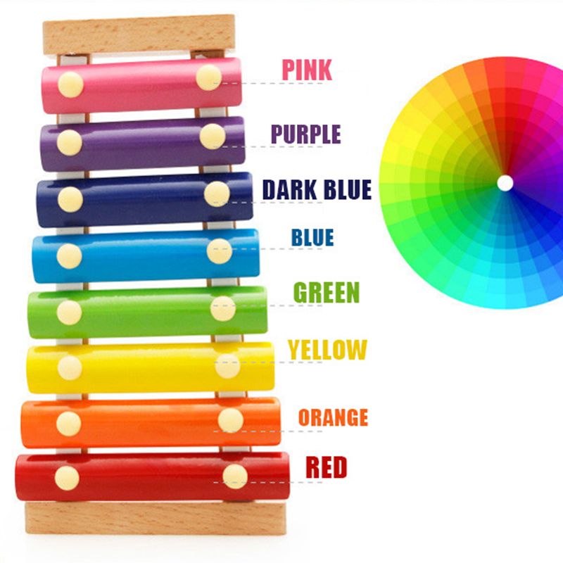 Kids Xylophone Wooden Eight-Notes Frame Baby Musical Toys