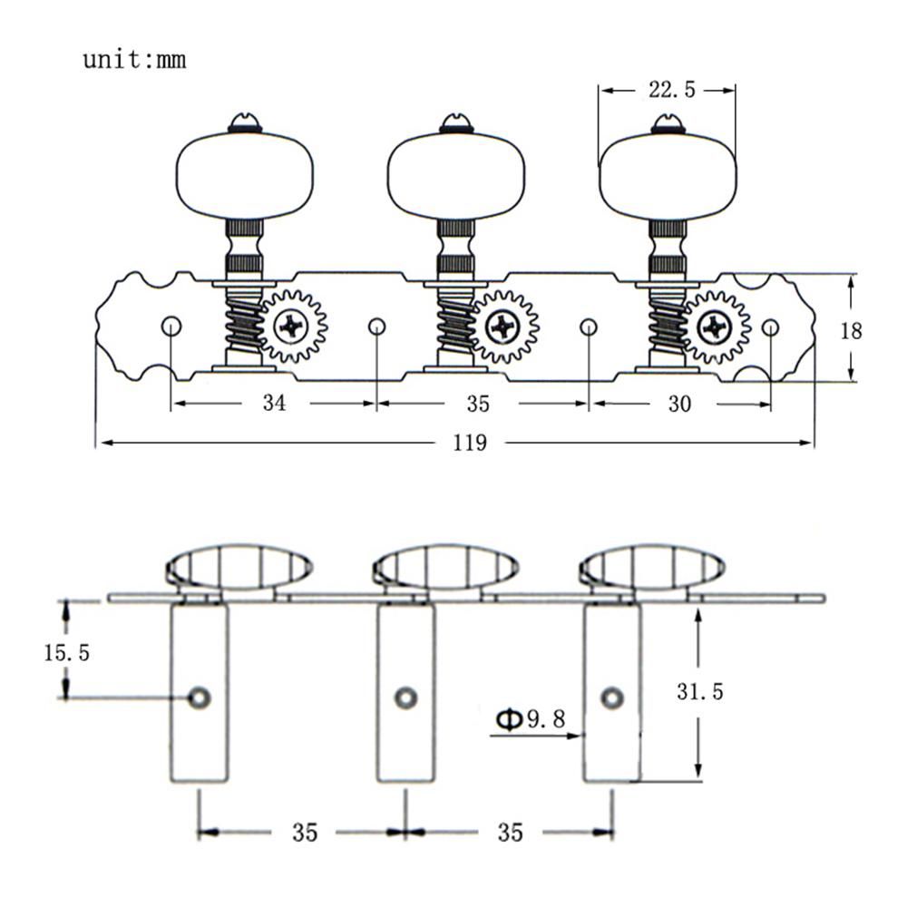 1 Pair (Left + Right) 1:18 Acoustic Classical Guitar Machine Heads Tuning Key Pegs String Tuners