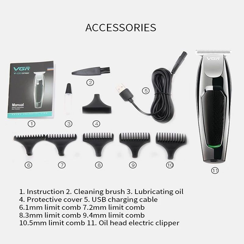 Electric Hair Clipper USB Rechargeable Cordless Trimmer
