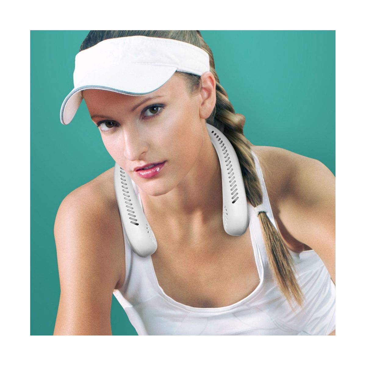 Mini Neck Fan Portable Hanging Neck Fan 1200MAh less Mute Fans Air Conditioning Cooler for Sports Fan Pink