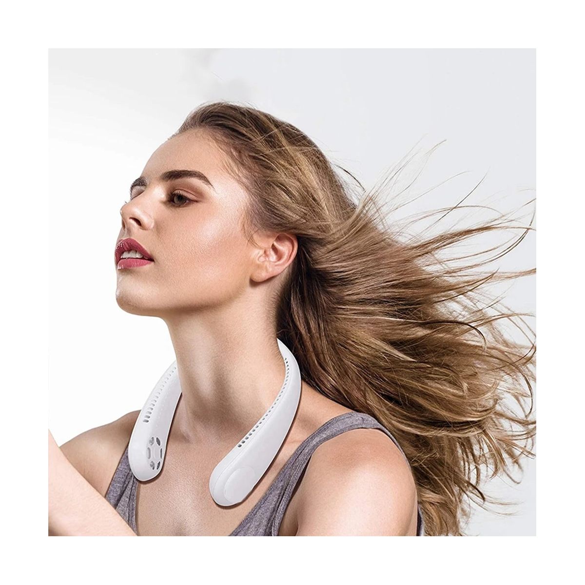 Mini Neck Fan Portable Hanging Neck Fan 1200MAh less Mute Fans Air Conditioning Cooler for Sports Fan Pink