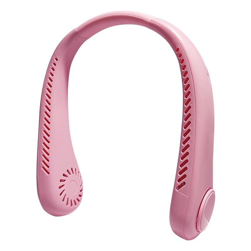 Mini Neck Fan Portable Hanging Neck Fan 1200MAh less Mute Fans Air Conditioning Cooler for Sports Fan Pink
