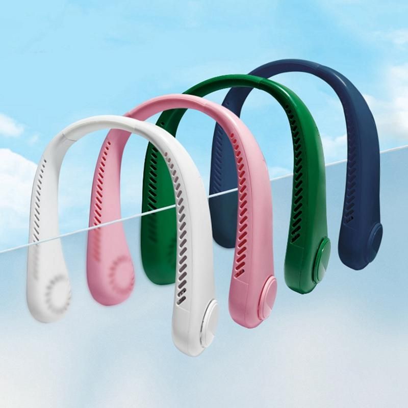 Mini Neck Fan Portable Hanging Neck Fan 1200MAh less Mute Fans Air Conditioning Cooler for Sports Fan Pink
