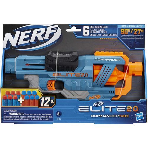 NERF Elite 2.0 Commander RD-6 Blaster 12 Official Darts With 6-Dart Rotating Drum
