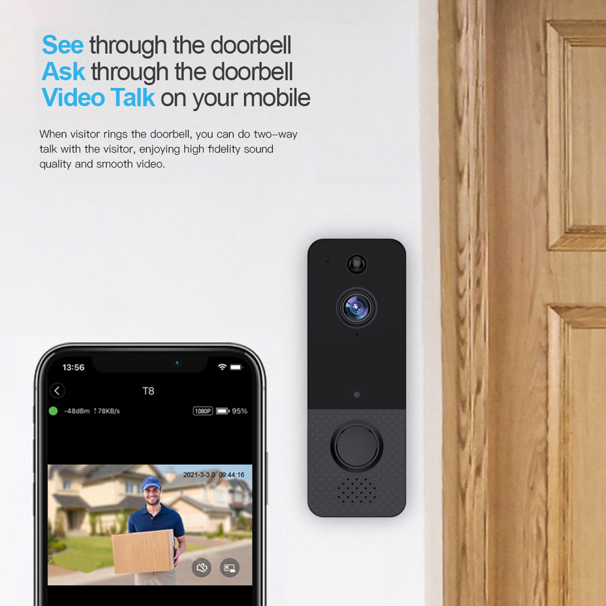 WIFI Doorbell Camera Wireless With Indoor Chime IP65