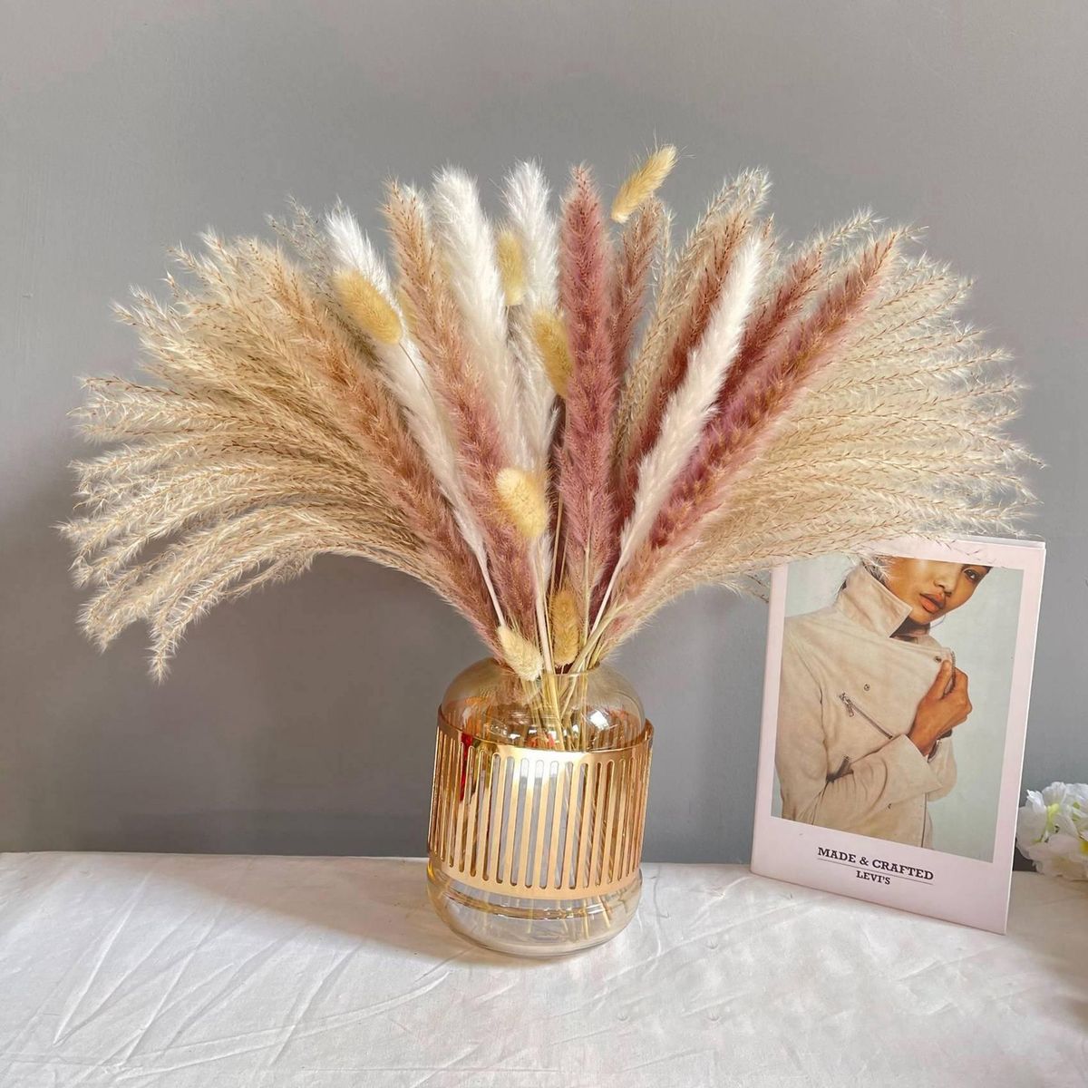 55 Pcs Reed Pampas Set Dried Flower for Arrangements Home