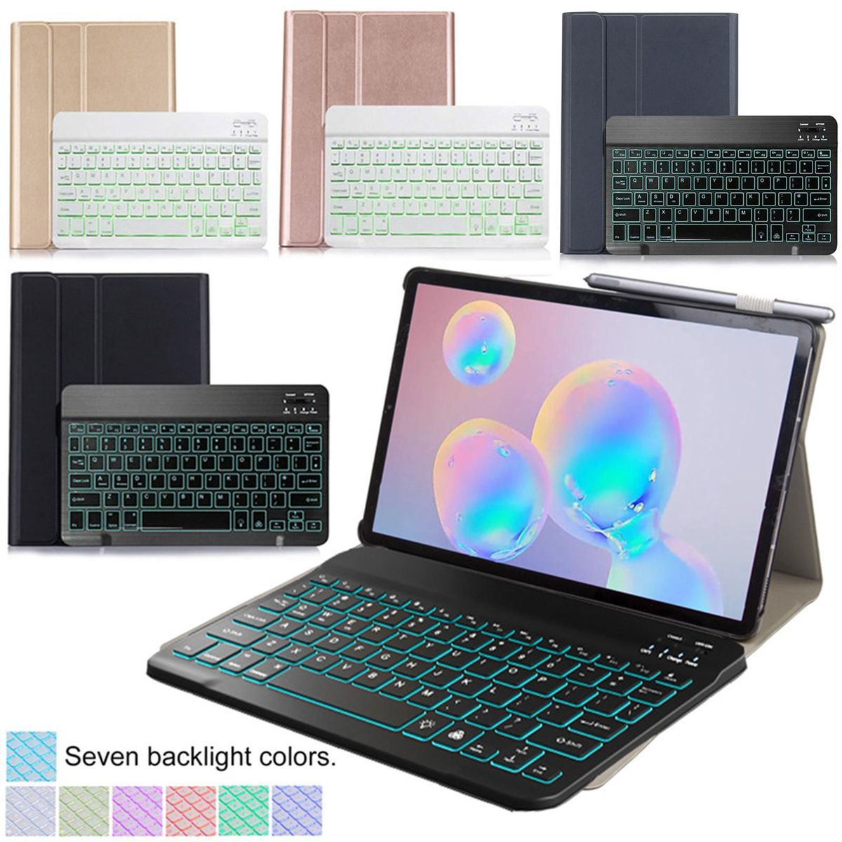 Tablets Protective Cover PU Leather Tablets Protections with BT Keyboard Replacement for Sam-sung Ga-laxy Tab A7 10.4 (T500/T505)