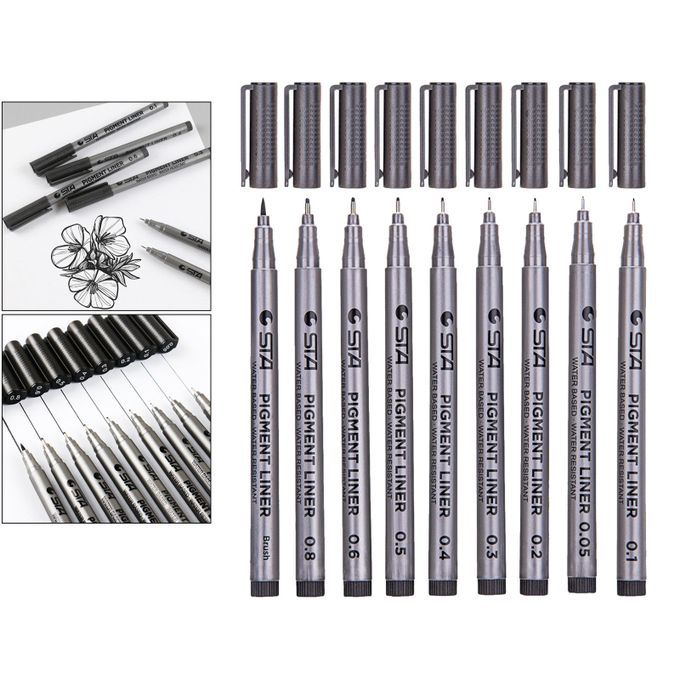 9 Pcs Fine Liner Pen Pigment Marker Micro-line Drawing Pens 0.05mm