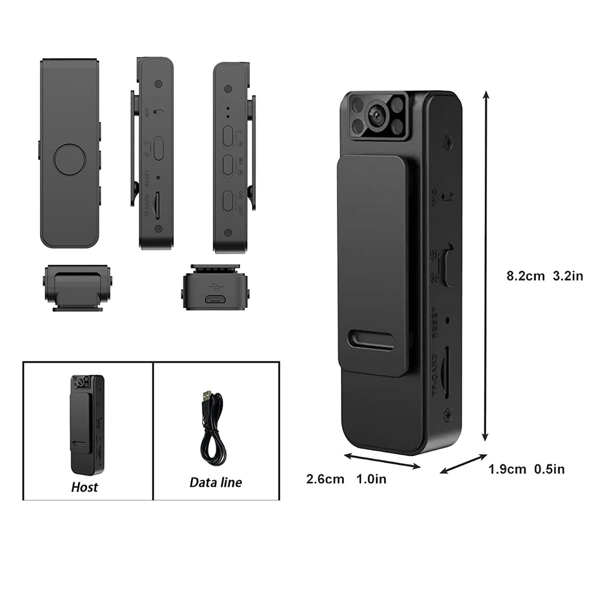 HD 1080P Noise Reduction Camera, Convenient Back Clip Night Vision Recorder, Portable Wearable Video Recorder (Basic)