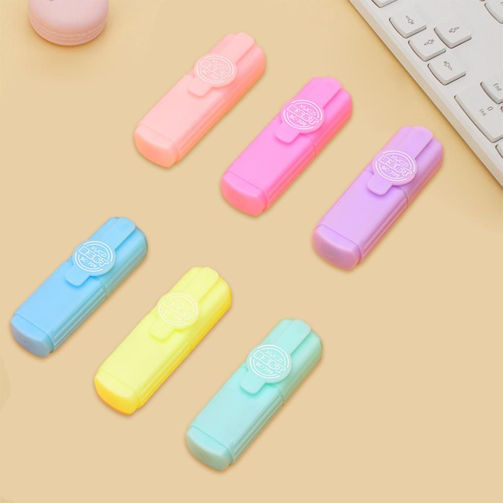 6Pcs Cute Mini Highlighters Pens Set Marker Stationery For School D