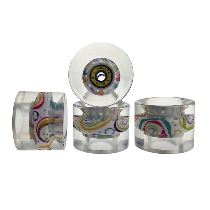 4x Durable 80A Skateboard Wheels With Bearings Hardness Yellow Circle