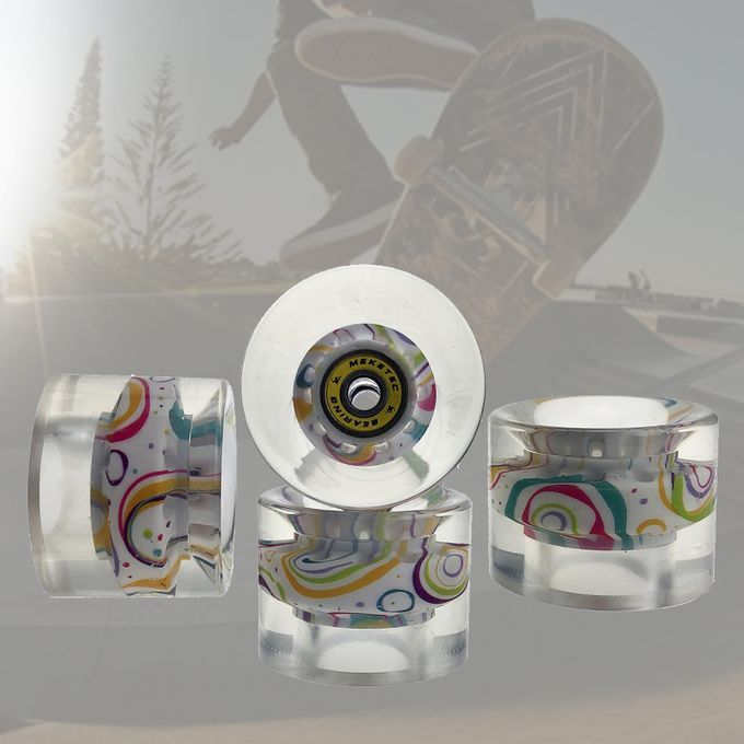 4x Durable 80A Skateboard Wheels With Bearings Hardness Yellow Circle