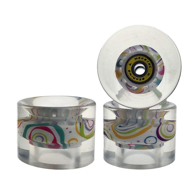 4x Durable 80A Skateboard Wheels With Bearings Hardness Yellow Circle