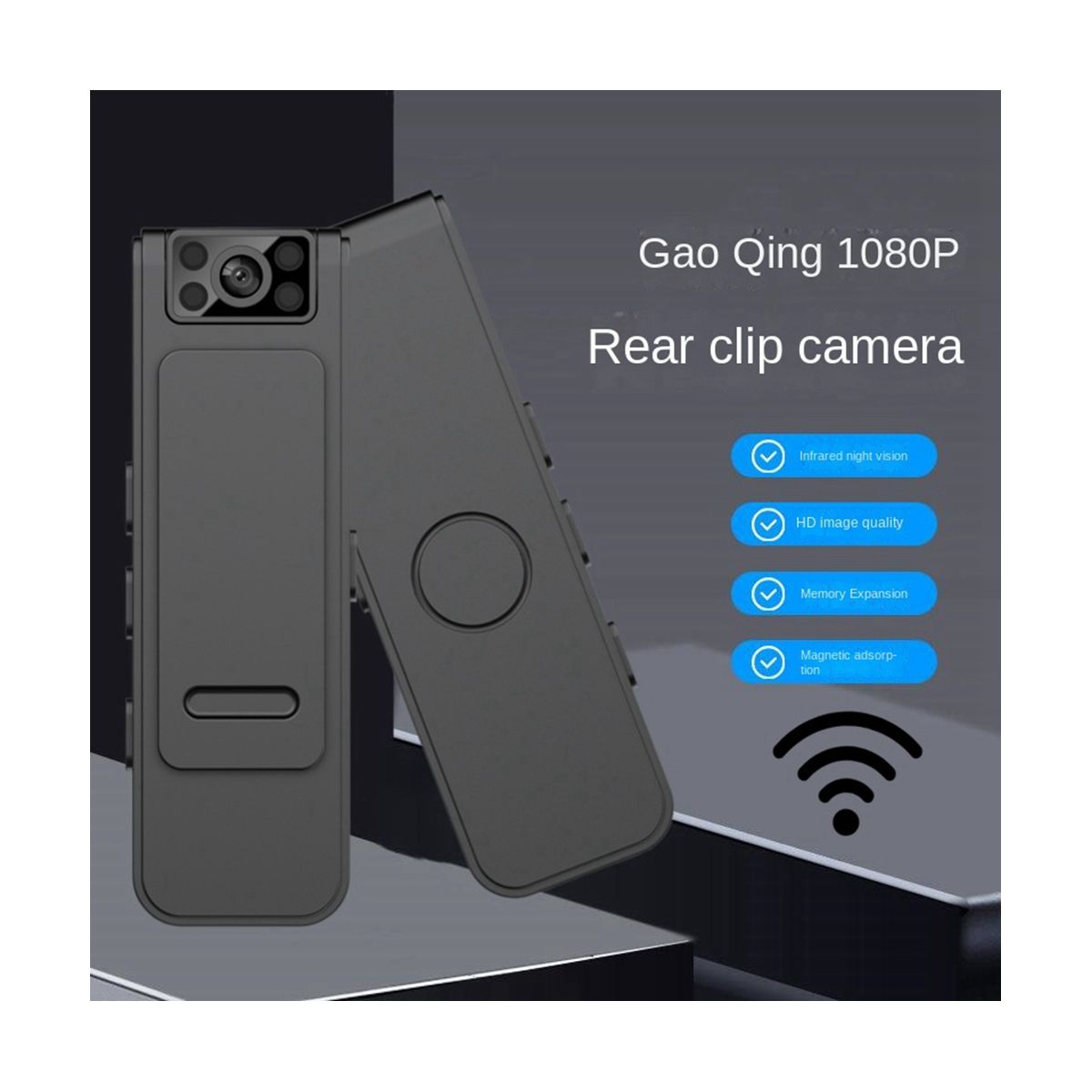 1080P WIFI HD Night Vision Camera Small Invisible 130° Sports Back Clip Camera Outdoor Camera Body Worn Camera Camera,A
