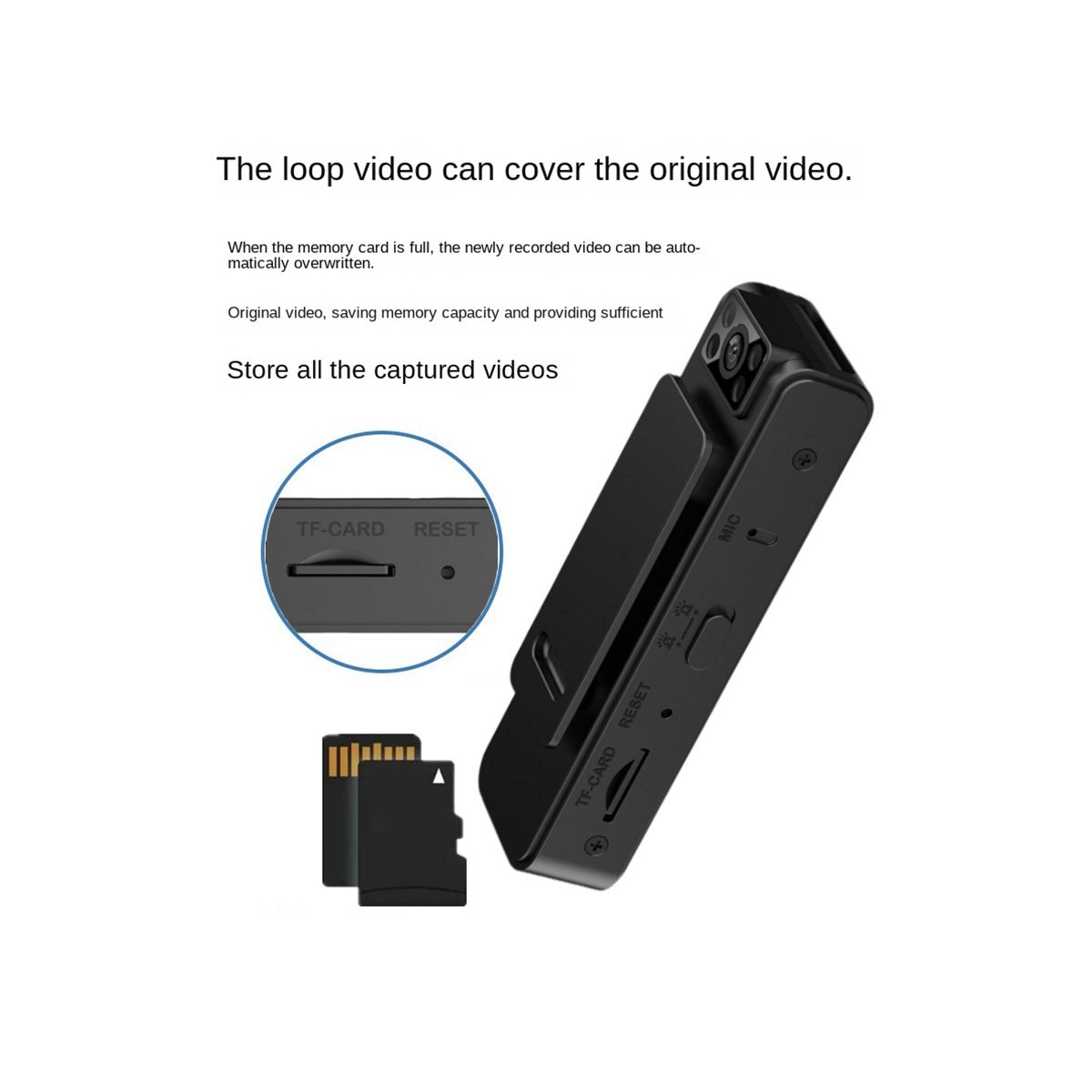 1080P WIFI HD Night Vision Camera Small Invisible 130° Sports Back Clip Camera Outdoor Camera Body Worn Camera Camera,A