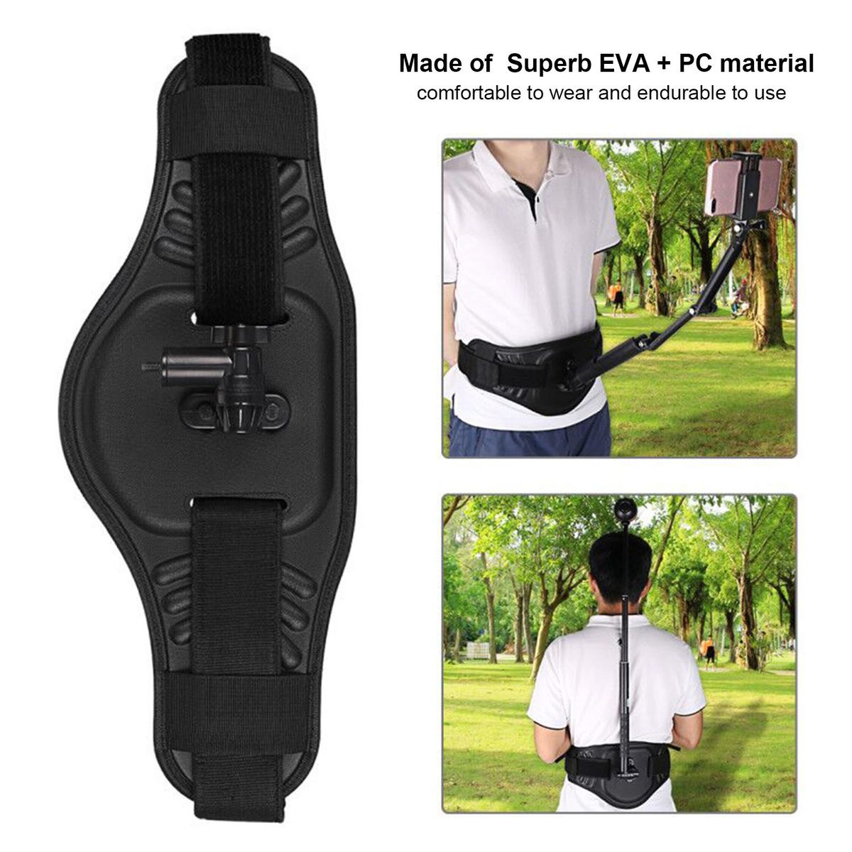 PULUZ Waist Belt Camera Mount S-trap Replacement for GoPro/ Insta360 ONE X/ Theta V/Theta SC36/ Panorama Action Cameras Portable