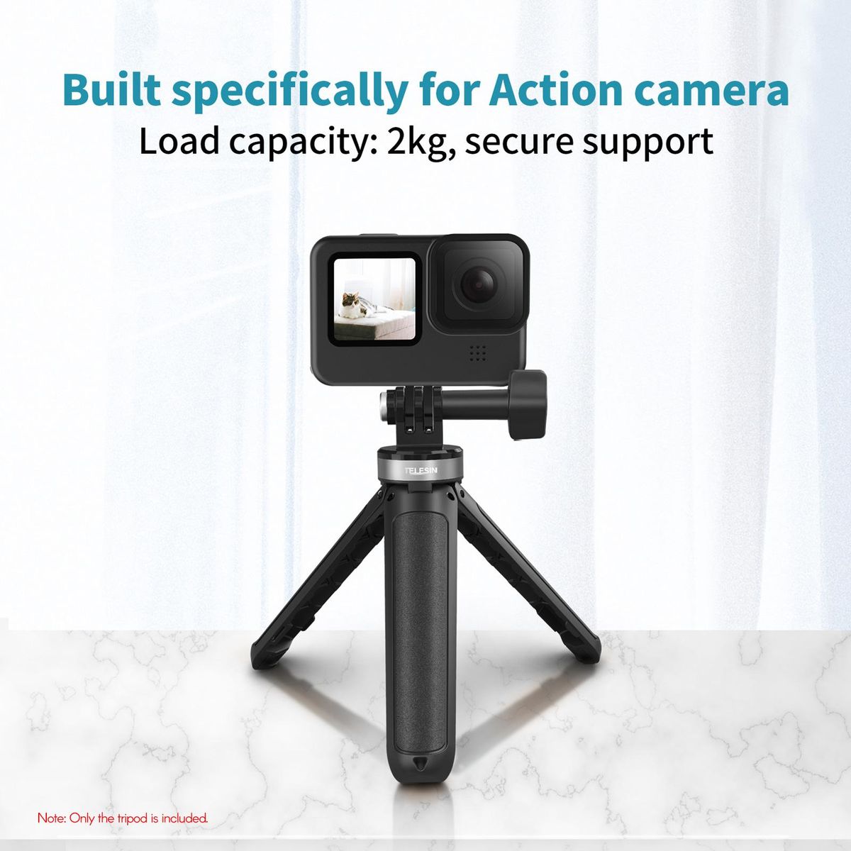 TELESIN GP-MNP-092-X  Mini Action Camera Extendable Selfie Stick Tripod Handheld Photography Bracket Desktop Stand Replacement for GoPro 10/9 / Insta360 One R/ Osmo Action Series Camera Vlog Selfie Live Streaming
