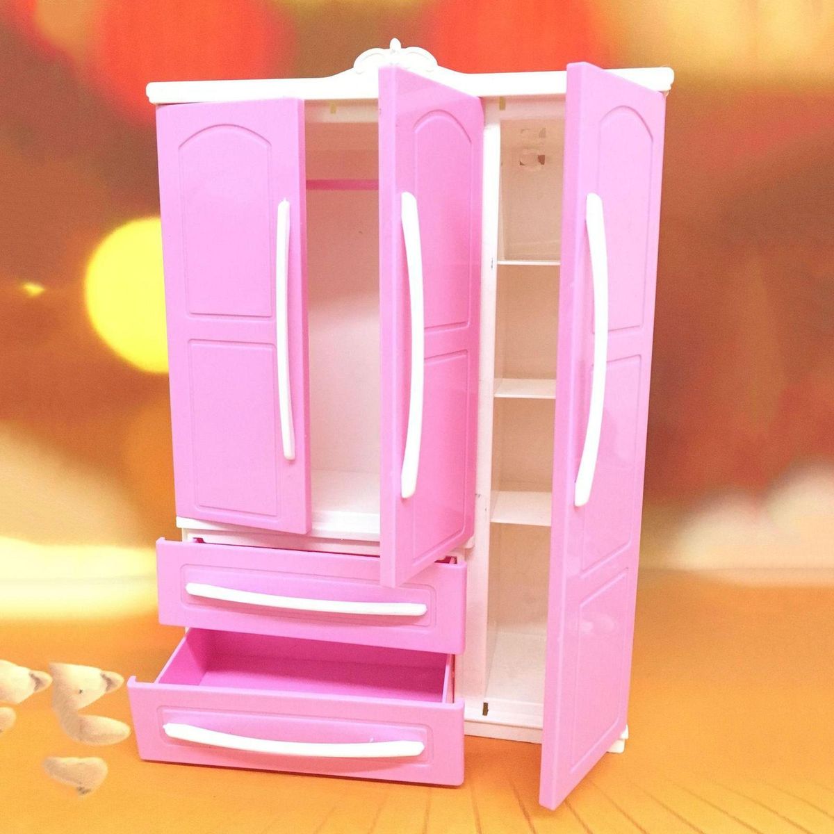 Miniature Wardrobe Closet Plastic Dolls House Bedroom Furniture
