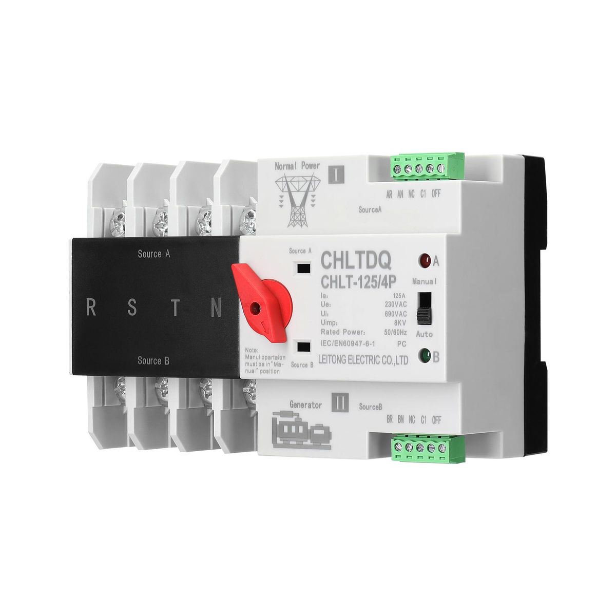 Compact Automatic Transfer Switch Electrical Selector Switches Dual Power Switch Solar Power Rail Type Household Power Transfer Switch