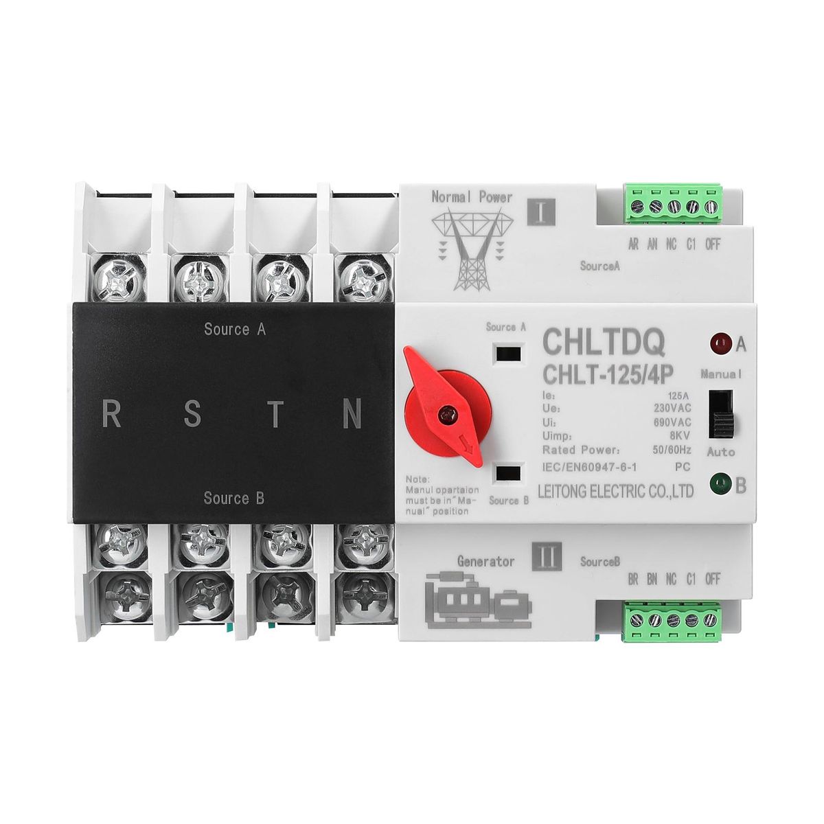 Compact Automatic Transfer Switch Electrical Selector Switches Dual Power Switch Solar Power Rail Type Household Power Transfer Switch