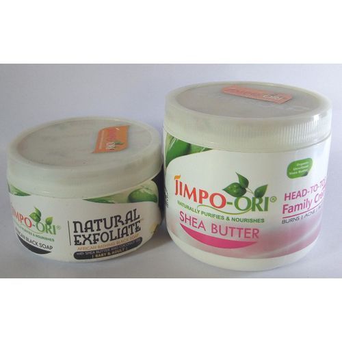ORI® NATURAL SHEA CREAM 450ml AND EXFOLIATE BLACK SOAP 250ml
