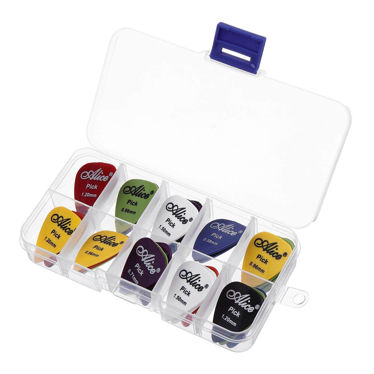 30pcs Guitar Picks With Storage Box Acoustic Electric Guitar Accessories Musical Instrument 0.58-1.5mm Red