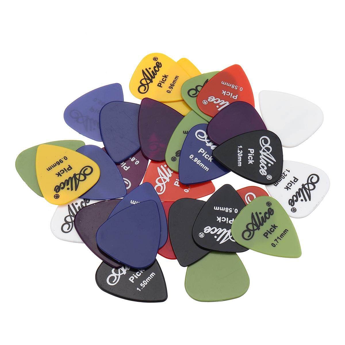 30pcs Guitar Picks With Storage Box Acoustic Electric Guitar Accessories Musical Instrument 0.58-1.5mm Red