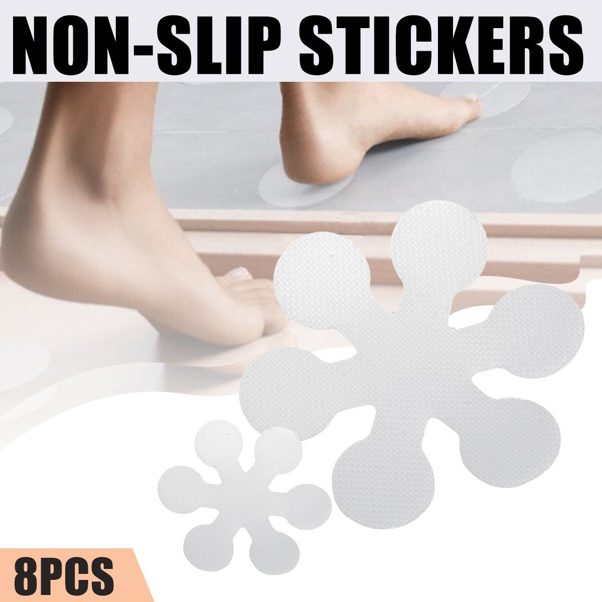 8Pcs Non-slip Stickers Bath Tub Tread Bathroom Shower Snowflake Style Anti Skid