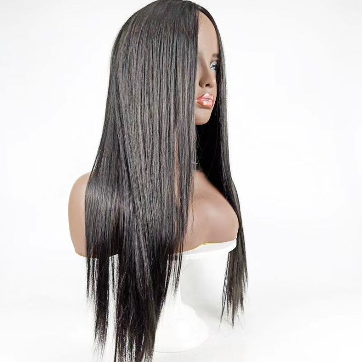 Ladies Long Straight Hair Weave Middle Part Wigs For Women