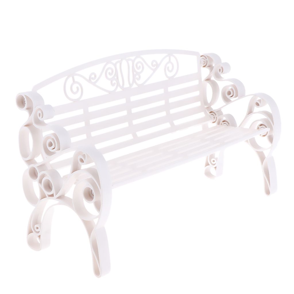 Living Room Long Chair Garden Bench Park Bench Model For 1/6 White