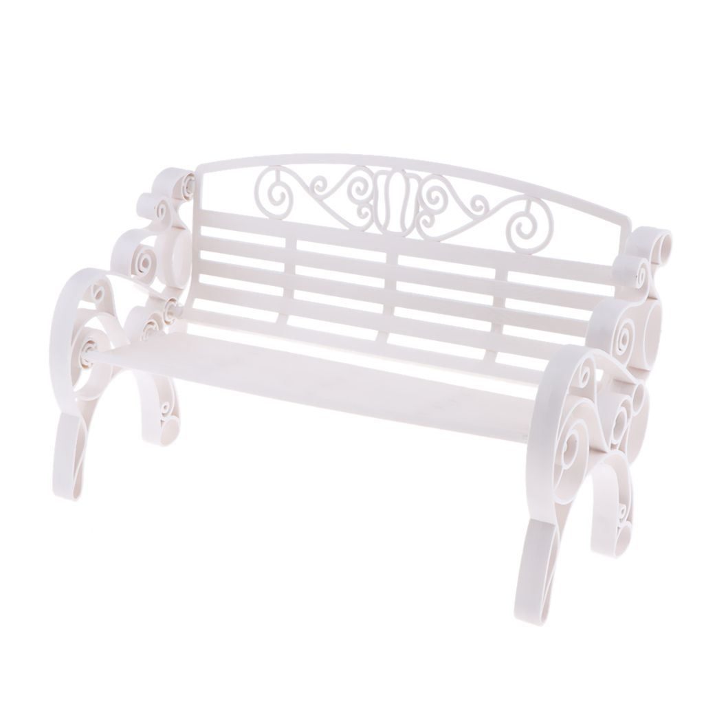 Living Room Long Chair Garden Bench Park Bench Model For 1/6 White