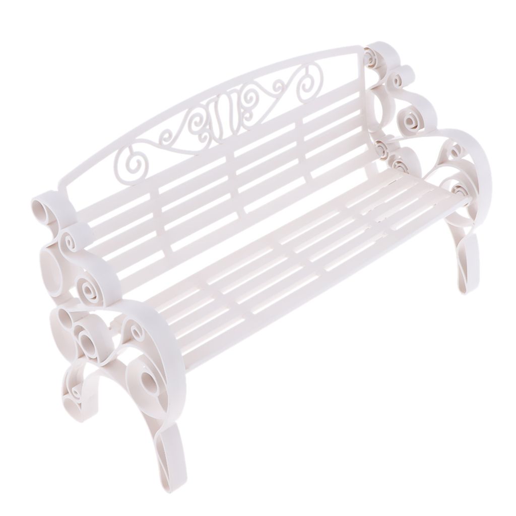 Living Room Long Chair Garden Bench Park Bench Model For 1/6 White