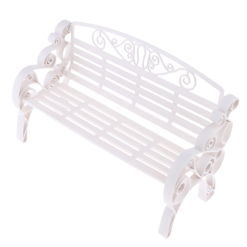 Living Room Long Chair Garden Bench Park Bench Model For 1/6 White