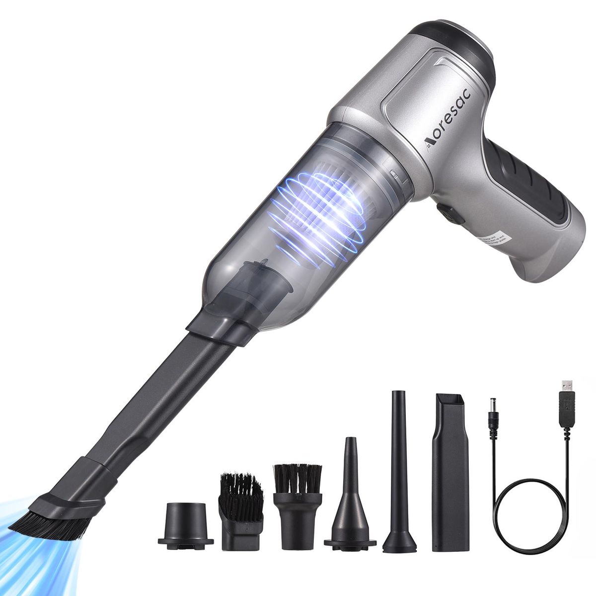 Aoresac Portable Handheld Vacuum Cleaner Mini Cordless Car Vacuum Cleaner Brusheless Motor 20000PA High Power 2-Level Suction Built-in Large Capacity Battery for Car Interior Home Office Pet Hair Cleaning
