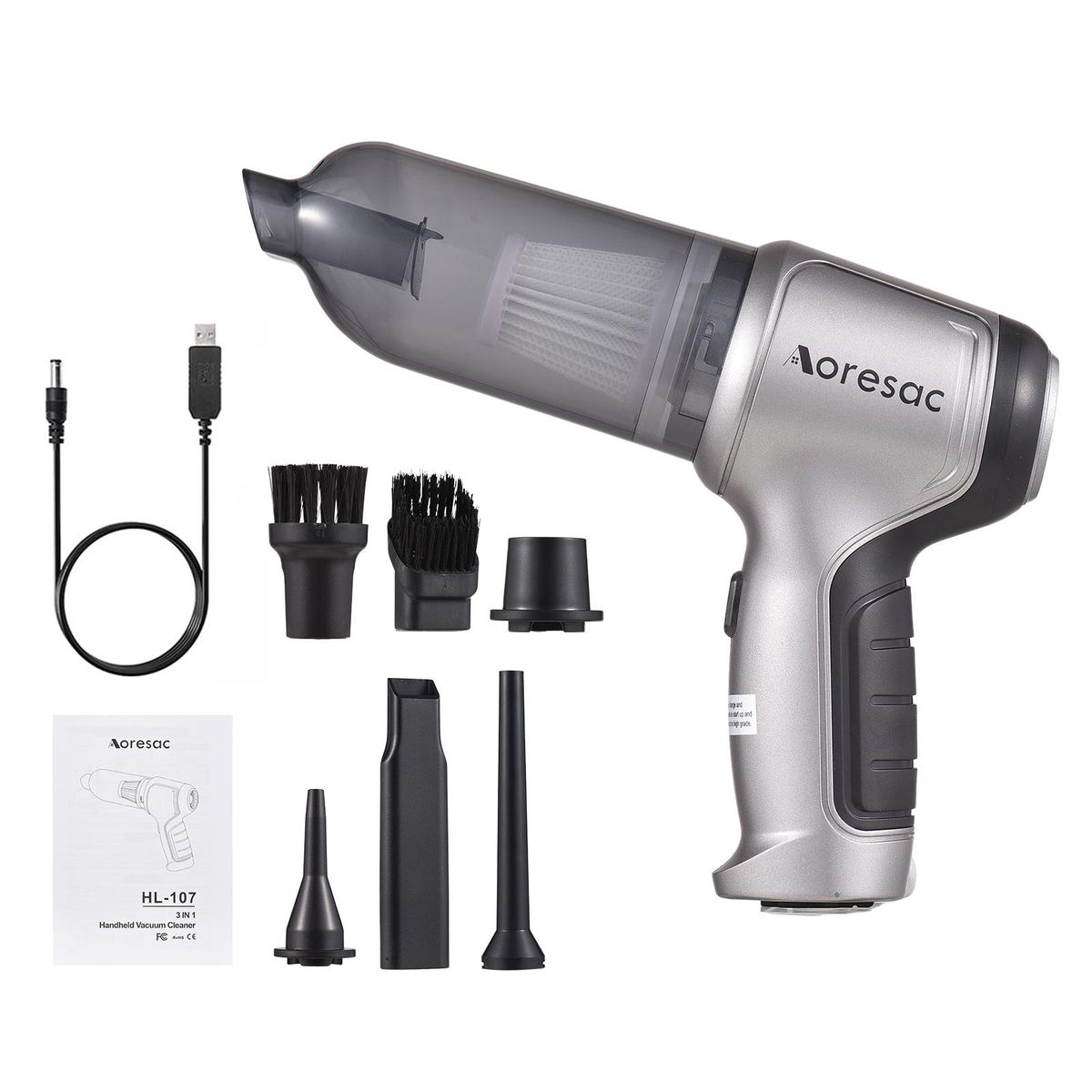 Aoresac Portable Handheld Vacuum Cleaner Mini Cordless Car Vacuum Cleaner Brusheless Motor 20000PA High Power 2-Level Suction Built-in Large Capacity Battery for Car Interior Home Office Pet Hair Cleaning