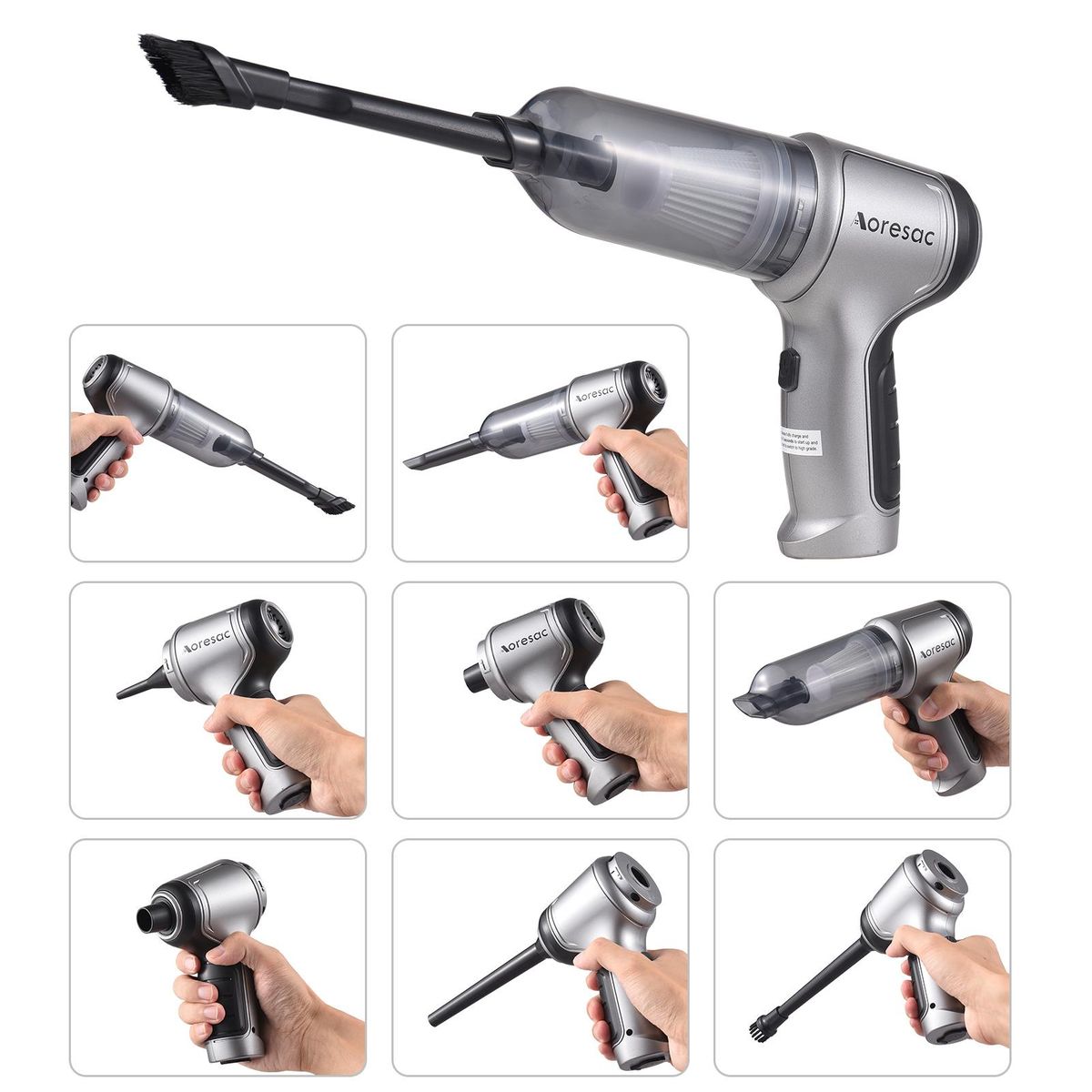 Aoresac Portable Handheld Vacuum Cleaner Mini Cordless Car Vacuum Cleaner Brusheless Motor 20000PA High Power 2-Level Suction Built-in Large Capacity Battery for Car Interior Home Office Pet Hair Cleaning