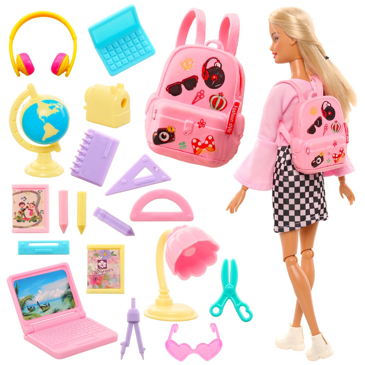Kawaii Miniature Dollhouse Study Accessories For Barbie 18