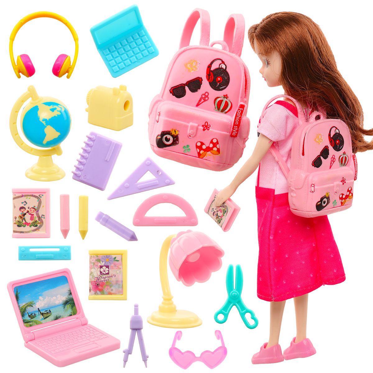 Kawaii Miniature Dollhouse Study Accessories For Barbie 18