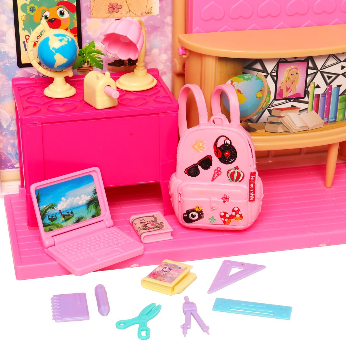 Kawaii Miniature Dollhouse Study Accessories For Barbie 18