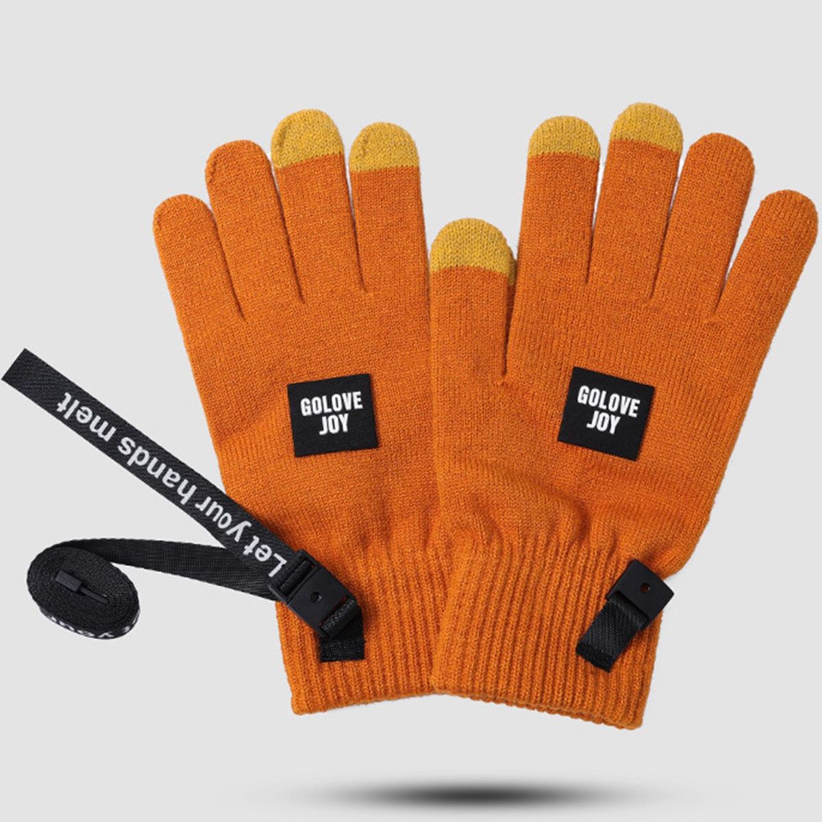 1 Pair Riding Winter Three-finger Touch Screen Dark Orange