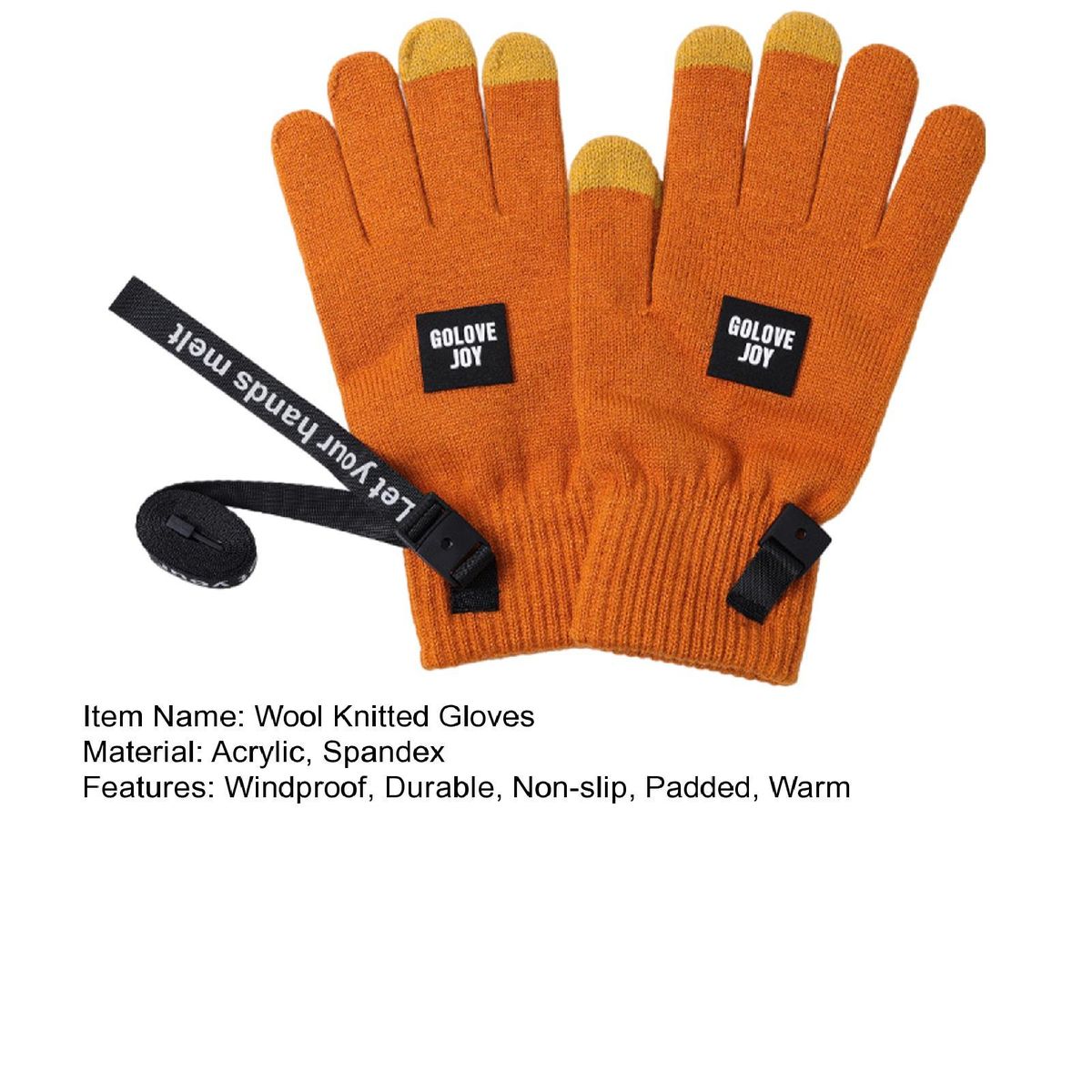 1 Pair Riding Winter Three-finger Touch Screen Dark Orange