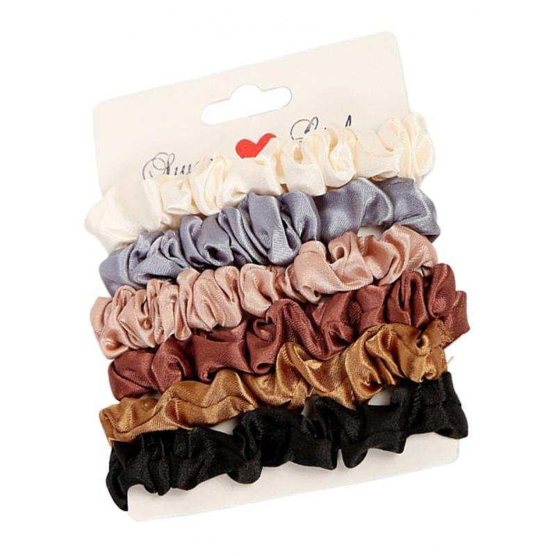 6pack Women Solid Hair Scrunchies Multicolor Rubber Hair Band Hair