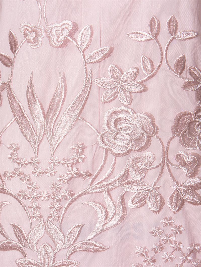 3256 L-5XL Lace Gown Round Neck Plus Size Party Dress Pink