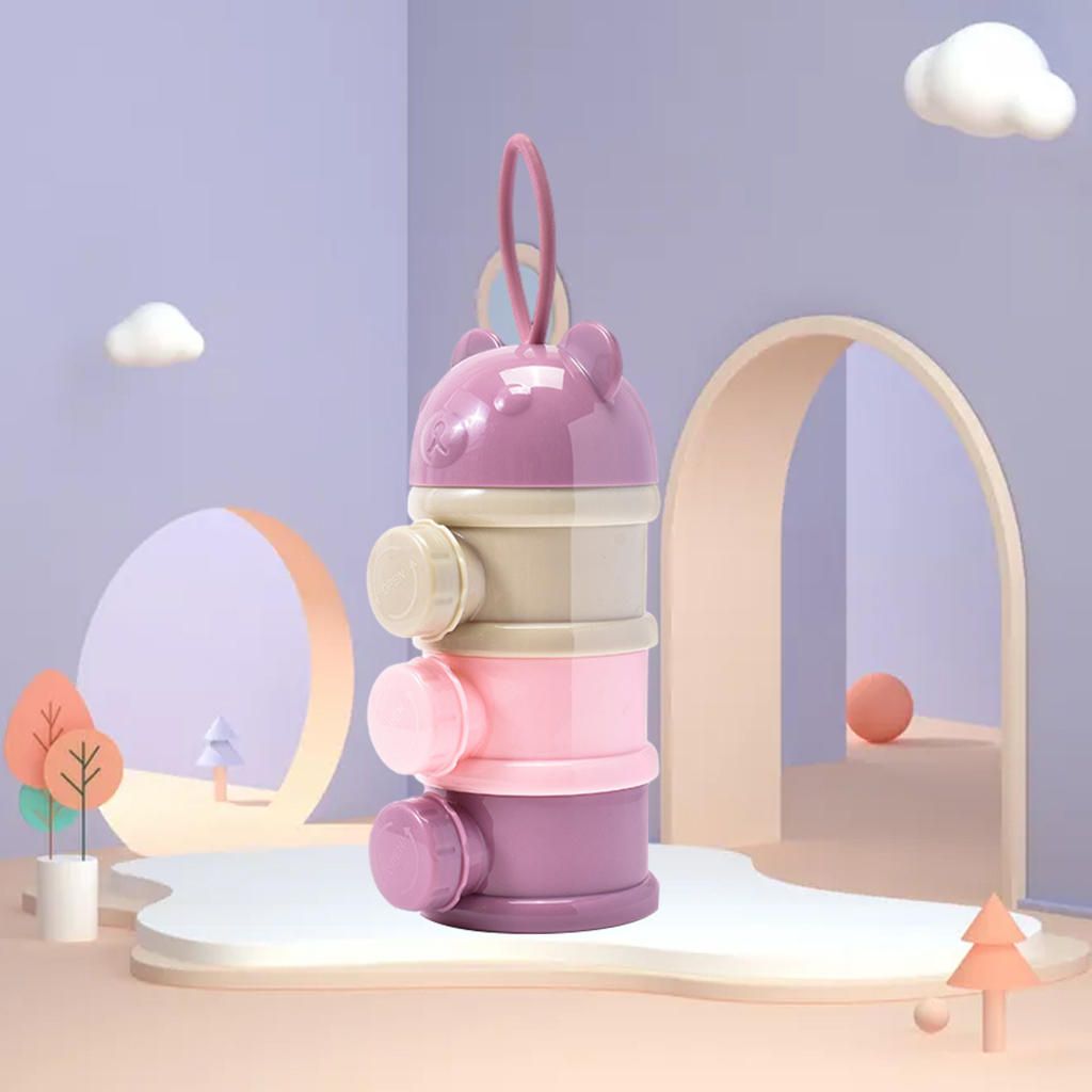 Milk  Box Formula Dispenser Baby Snacks Purple 3 Layers