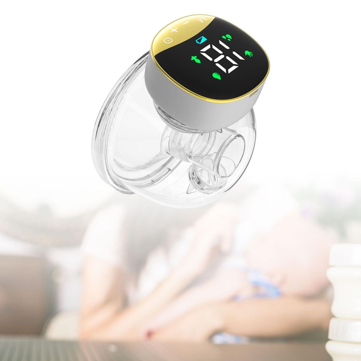 Wearable Electric Breast Pump Wireless LCD Display Hands Free Aureate