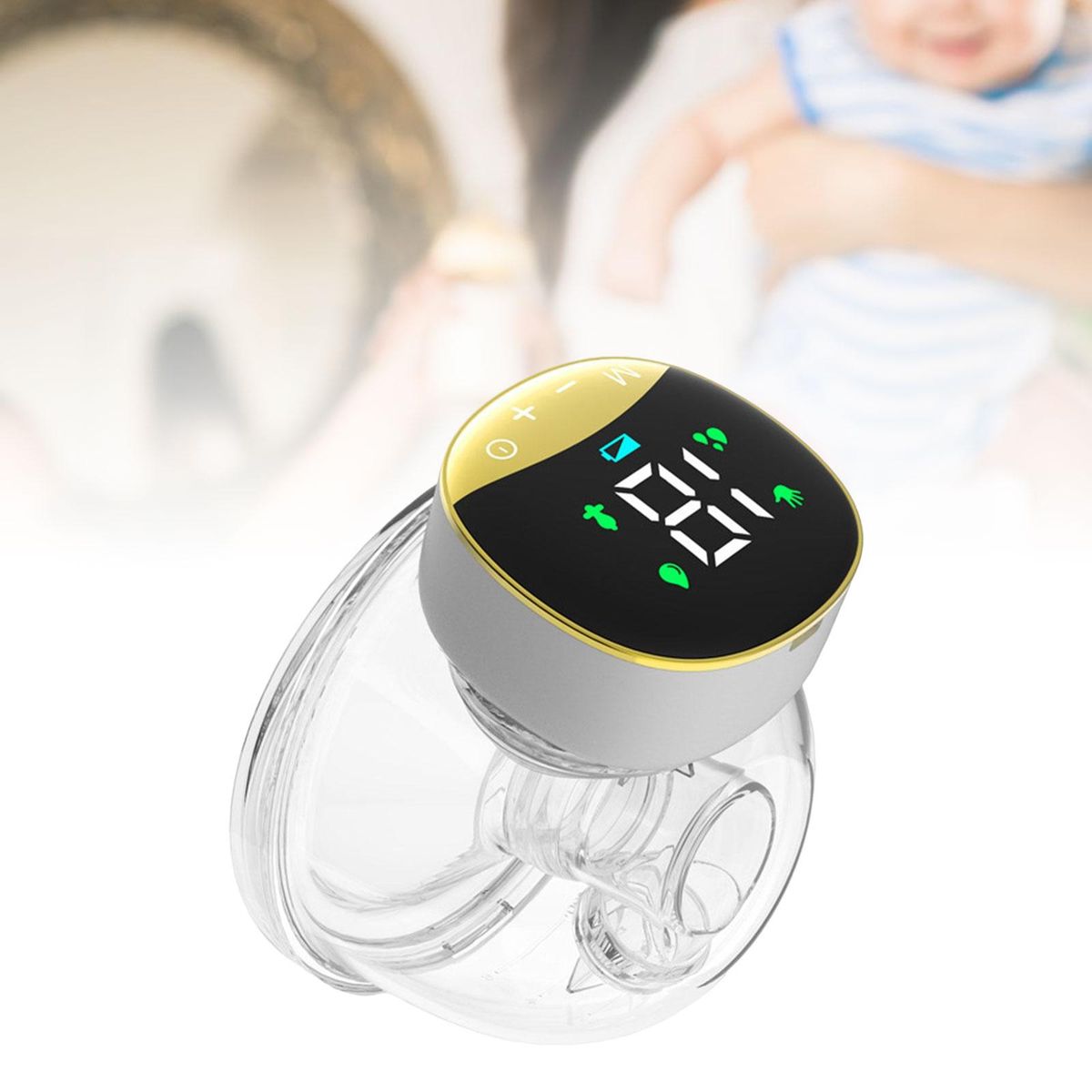 Wearable Electric Breast Pump Wireless LCD Display Hands Free Aureate